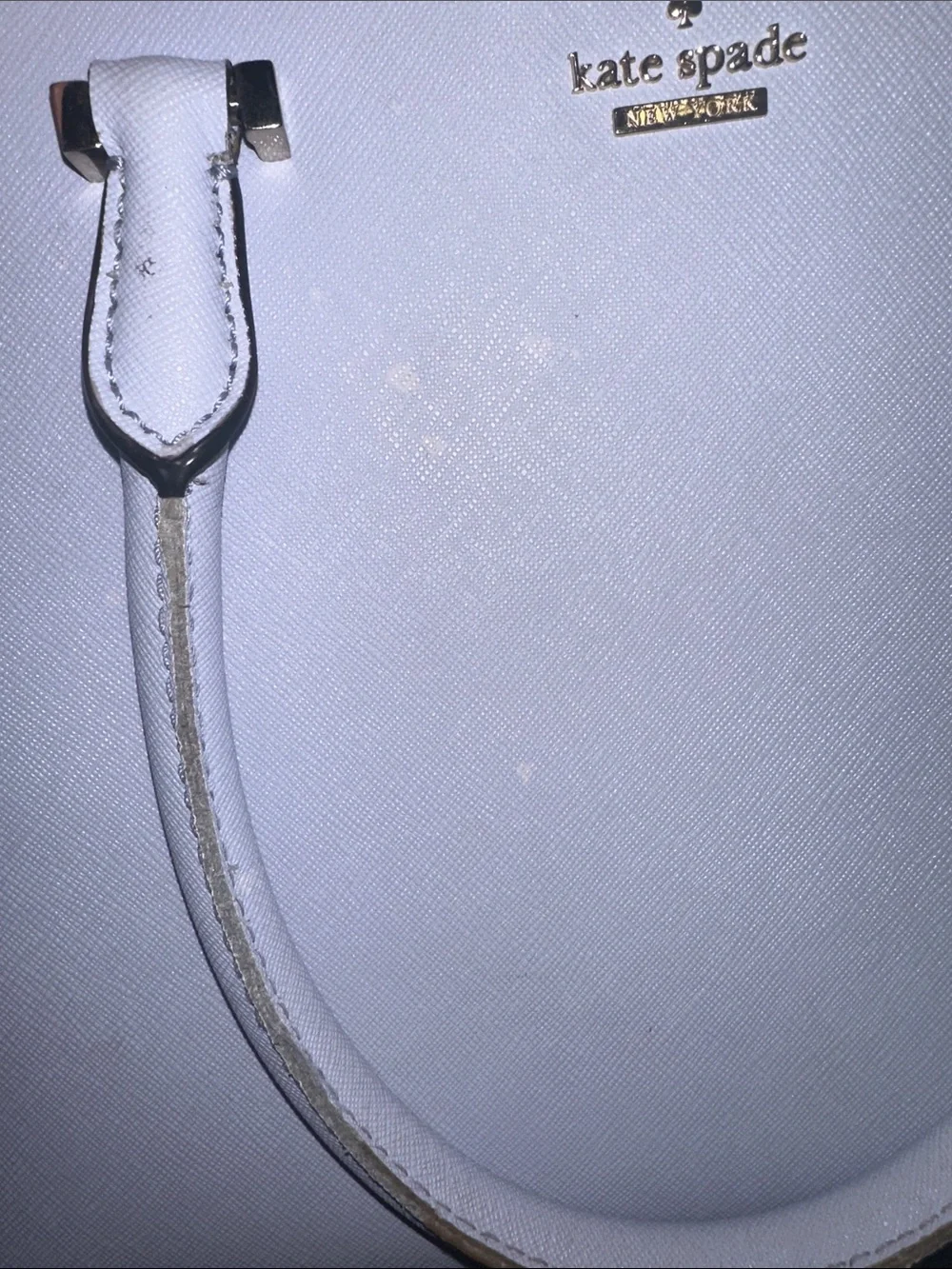 kate spade white dome satchel with gold logo